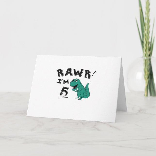 5th Birthday Dinosaur Gift for 5 Year Old Boys Card (Front)