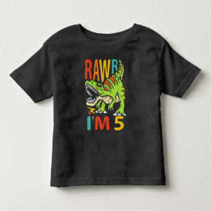5th Birthday Dinosaur T Rex Rawr I'm 5 For Boys  Toddler T-Shirt