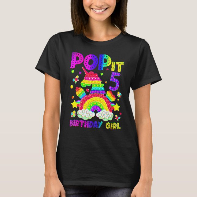 5th Birthday Fidget Toy Pop It Birthday Girl 5 Yea T-Shirt (Front)
