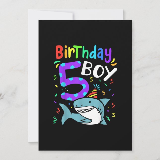 5th Birthday Five Years Old Shark Gift Save The Date (Front)