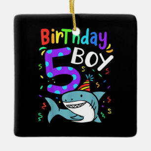 5th Birthday Five Years Old, Shark Gifts Ceramic Ornament