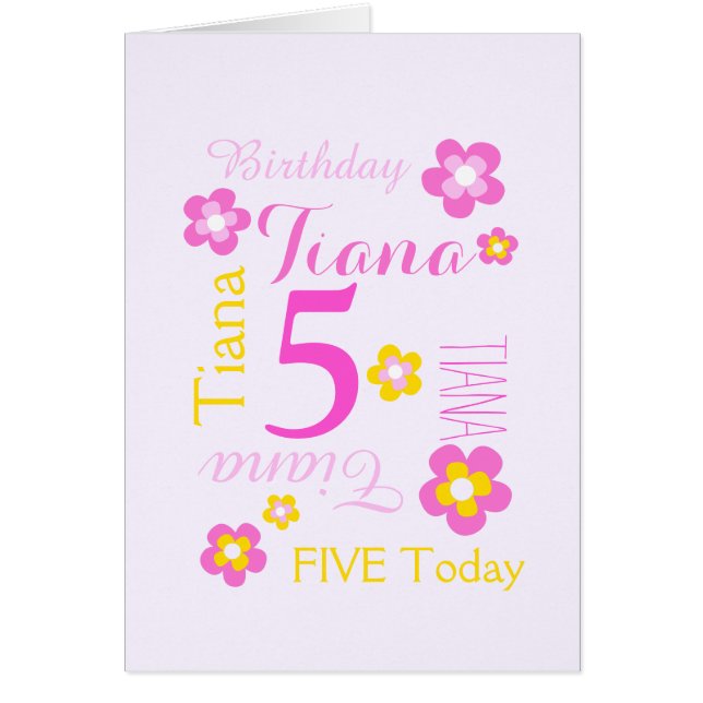 5th birthday flower custom graphic yellow pink (Front)