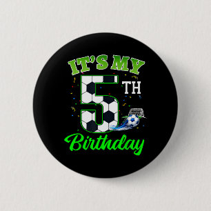5th Birthday Football Boy Girl Kids Soccer Sports 6 Cm Round Badge
