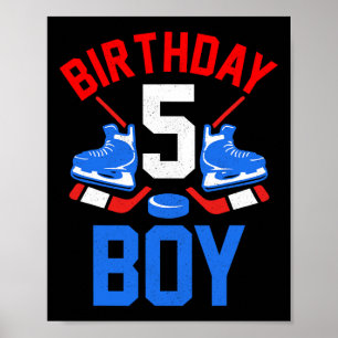 5th Birthday For Girls Boys 5 Yrs Old Ice Hockey Poster