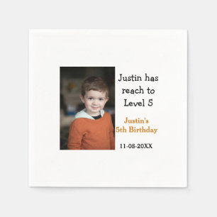 5th birthday game on boy photo name modern date napkin