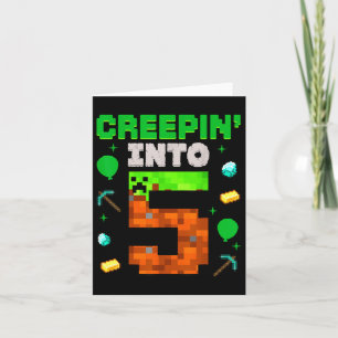 5th Birthday Gamer Pixel Creepin’ Into 5 Video Gam Card
