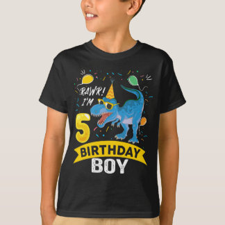 5th birthday Gift Boy T Rex Dinosaur 5 Year Old T-Shirt