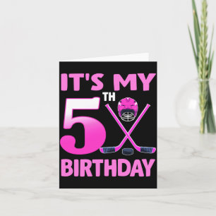 5th Birthday Girl Ice Hockey 5 Year Old Party Card