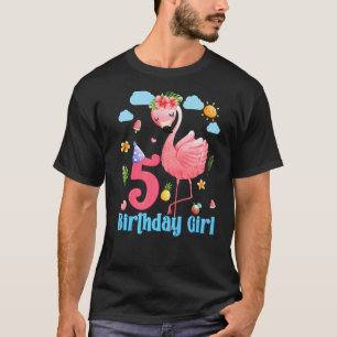 5th Birthday Girls Flamingo 5 Years Old Tropical F T-Shirt
