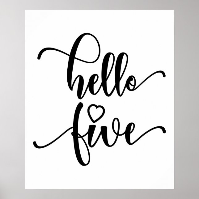 5th Birthday Girls Hello Five Cute 5 Years Old Kid Poster (Front)