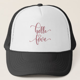 5th Birthday Girls Hello Five Cute 5 Years Old Kid Trucker Hat