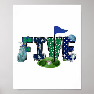 5th Birthday Golf Theme Party Golf Girl Boy Birthd Poster
