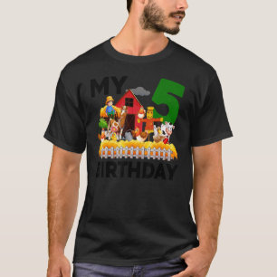 5th Birthday  Horse Cow Pig Chicken  Farmer Farm T-Shirt