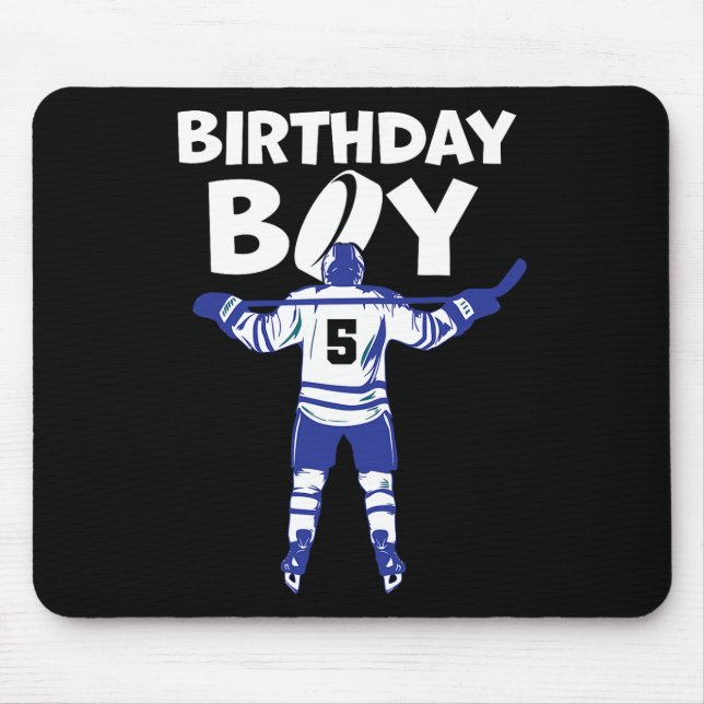 5th Birthday Ice Hockey Boy 5 Year Old Hockey Play Mouse Pad (Front)