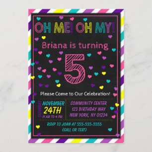 5th Birthday Invitation for a Girls Birthday Party