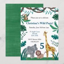 5th Birthday Jungle Invitation