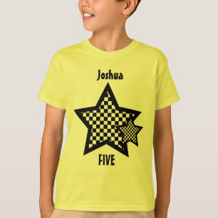 5th Birthday Kid Stars Custom Name T-Shirt