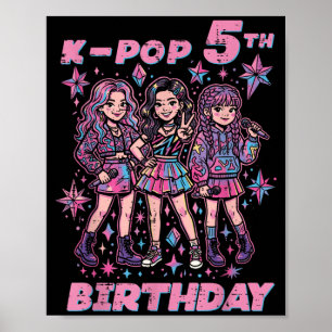 5th Birthday Kids Girls Boys 5 Year Old - Shark Poster