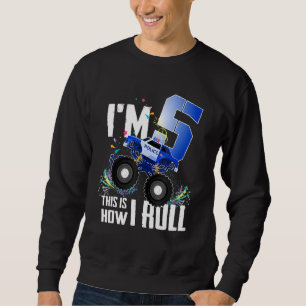 5th Birthday Kids, I'm 5 Police Monster Truck Car Sweatshirt