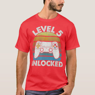 5th Birthday Level 5 Unlocked Retro Gaming For Boy T-Shirt