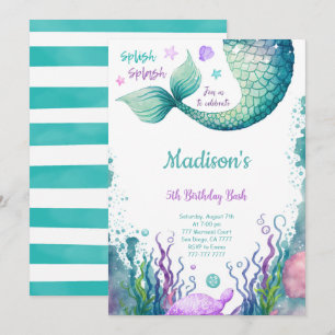 5th Birthday Mermaid Invitation