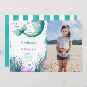 5th Birthday Mermaid Photo Invitation