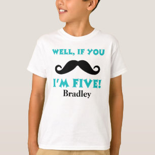 5th Birthday Moustache Personalised T-Shirt