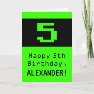 5th Birthday: Nerdy / Geeky Style "5" and Name Card