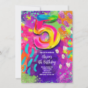 5th Birthday Painting Party Invitation