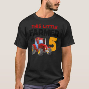 5th Birthday Party  5 Year Old Farm Tractor Farmer T-Shirt