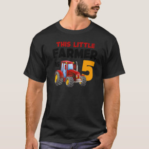 5th Birthday Party  5 Year Old Farm Tractor Farmer T-Shirt