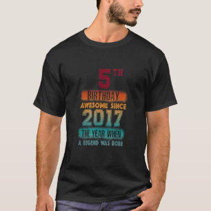 5th Birthday Party Awesome Since 2017 5 Years Old T-Shirt