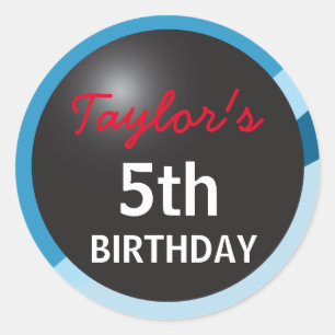 5TH birthday party bowling party Classic Round Sticker