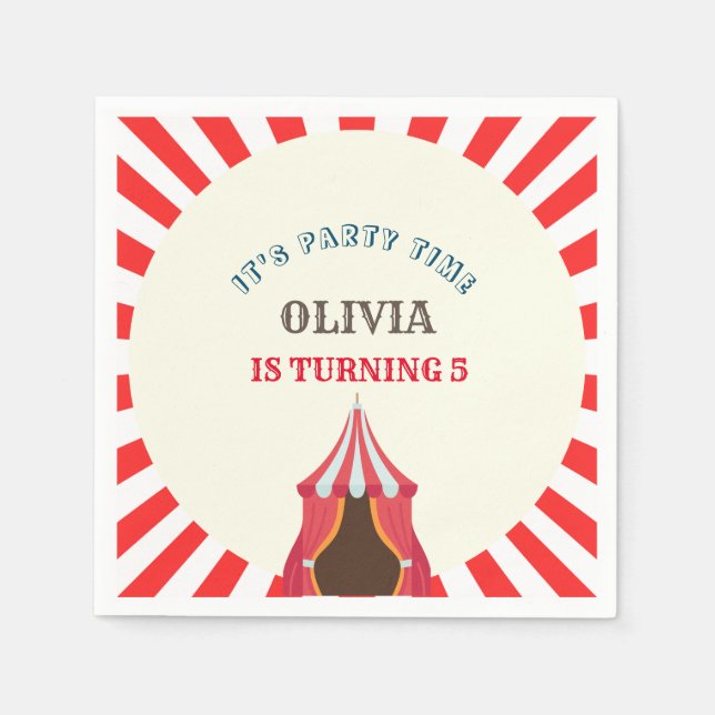  5TH Birthday Party Circus THEME  Napkin (Front)
