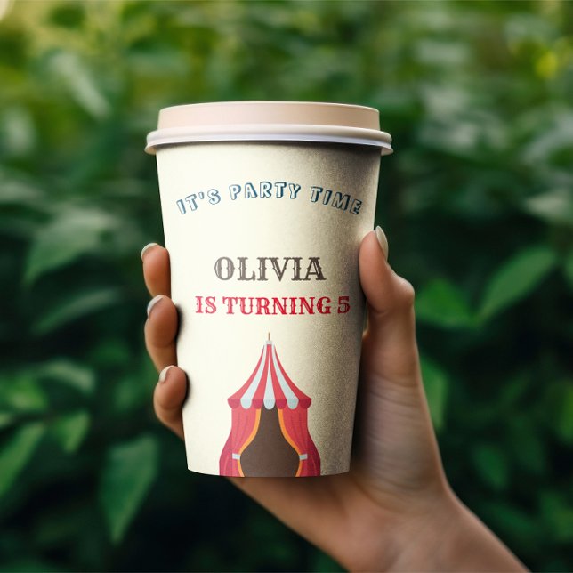  5TH Birthday Party Circus THEME PHOTO COLLAGE Paper Cups (Creator Uploaded)