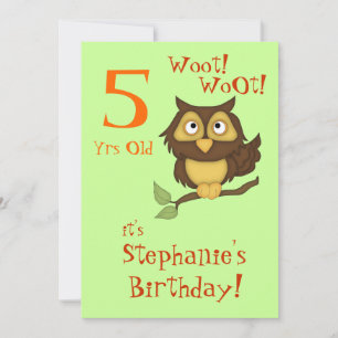 5th Birthday Party-Cute Owl+Cupcakes/Ice-cream Invitation