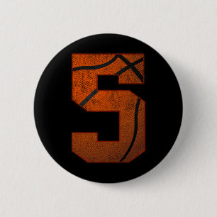 5th Birthday Party Five 5 Year Old Basketball Bday 6 Cm Round Badge