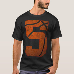 5th Birthday Party Five 5 Year Old Basketball Bday T-Shirt