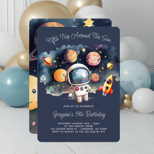 5th Birthday Party Outerspace Planets Invitation