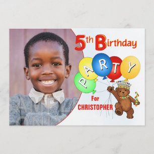 5th Birthday Party Royal Teddy Bear Invitation