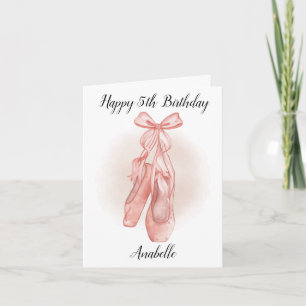 5th birthday personalised ballet slipper card