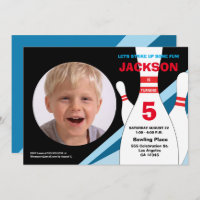 5th birthday photo bowling party blue red yellow