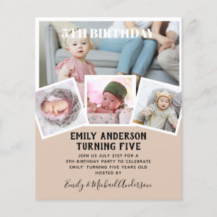 5TH Birthday Photo Collage Invite Boy Girl Mixed Flyer