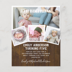 5TH Birthday Photo Collage Invite Boy Girl Mixed Flyer