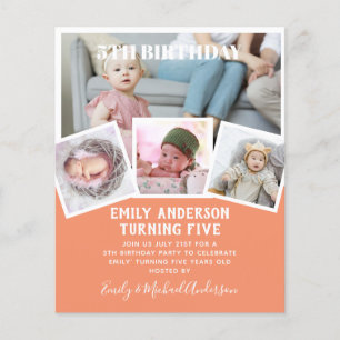 5TH Birthday Photo Collage Invite Boy Girl Mixed Flyer