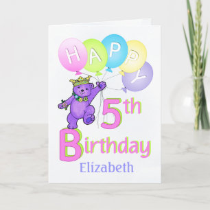 5th Birthday Princess Bear, Custom Name Card