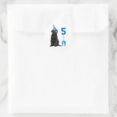 5th Birthday Puppy Theme- Cute Dog Blue Boy Pawty Classic Round Sticker (Bag)