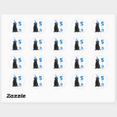 5th Birthday Puppy Theme- Cute Dog Blue Boy Pawty Classic Round Sticker (Sheet)