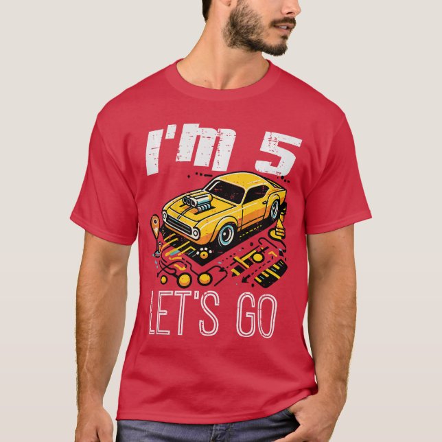 5th Birthday Race Map Im 5 Lets Go Bday Boys Girls T-Shirt (Front)