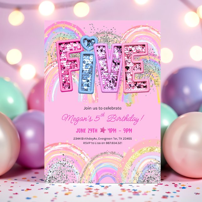 5th Birthday Rainbow Invitation (Creator Uploaded)